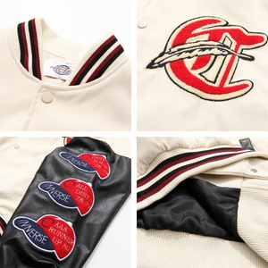 Chaqueta Varsity Reversible para Hombre, Algodón y Poliéster, Diseño con Parches Bordados, Estilo Preppy, Chaqueta Varsity de Béisbol con Letras para Otoño - Product Image 6
