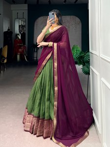 Lehenga Choli de Diseños Tradicionales Indios de Alta Calidad para Mujer con Tejido Zari y Bordado de Encaje a Bajo Precio - Product Image 2