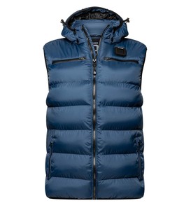 <b>Men's</b> <b>Black</b> Hooded Puffer <b>Vest</b> With Zipper Closure Windproof Casual Winter Outerwear 100% Polyester - Product Image 4
