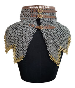 Collier en maille de fer fait main, en acier doux, à anneaux rivetés plats, finition huilée, pour chevalier, adulte unisexe, reconstitution historique - Product Image 3