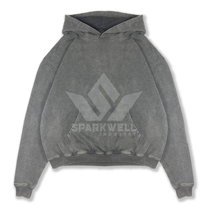 Sudadera con Capucha Extra Grande Unisex Gris 100% Algodón Felpa Francesa Informal para Otoño - Product Image 1