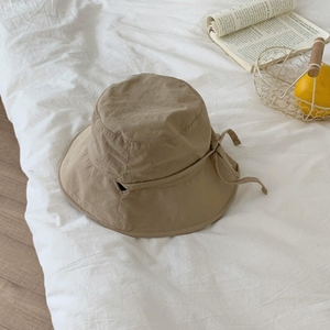 Solid Color Summer <b>Sunscreen</b> 3D Embroidery Fisherman Hat Lace-up Quick Dry Tie Outdoor Travel - Product Image 3