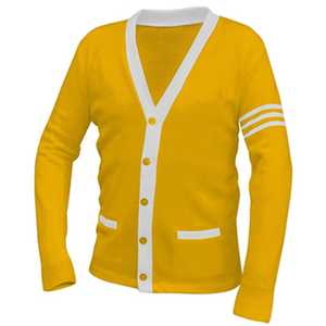 Cárdigan Casual Personalizado Dorado y Blanco con Cuello en V para Mujer, Bordado de Hermandades y Fraternidades, Tejido Grueso de Invierno - Product Image 5