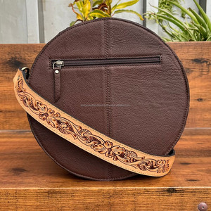 Trendy OEM Luxury Suede Leather Round Shoulder & Crossbody Bag Custom Genuine Leather Purse Trendy & Stylish Handbag for Women - Product Image 5