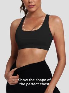 Soutien-gorge de sport sans coutures pour femme, dos nageur, col ras du cou, maintien moyen, pour yoga et fitness, couleur unie, respirant, séchage rapide, anti-transpiration - Product Image 3