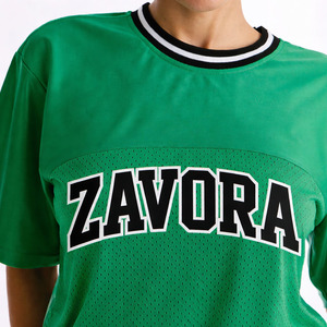 Conjunto Deportivo de Malla Verde Corto para Mujer, Top de Manga Corta de Poliéster, Jersey de Fútbol Americano, Logotipo Personalizado, Ropa Deportiva, OEM, Marca Privada - Product Image 5