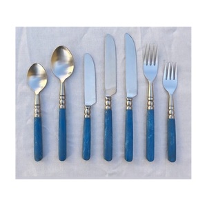 High Quality 304 Stainless Steel <b>Flatware</b> <b>Set</b> With Resin Handle Mirror Polish Cutlery <b>Set</b> Spoon Fork Knife Tableware Silverware - Product Image 1