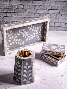 Ensemble de brûleur d'encens traditionnel saoudien Tradnary, brûleur de Bakhoor portable en nacre MOP par Decor World Expo - Product Image 2