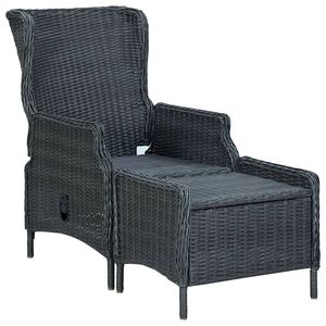 Silla de Jardín Redonda Grande de Ratán PE Gris Oscuro, Muebles de Exterior Elegantes y Duraderos - Product Image 2