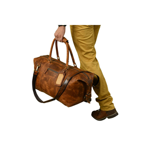 Unisex Vintage <b>Stylish</b> Full Grain Buffalo Leather <b>Waterproof</b> Duffle Bag Personalized Handmade Travel Bag Letter Zipper Lady High - Product Image 1