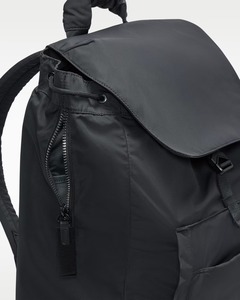 Sac à dos en nylon noir personnalisé avec cordon de serrage, grande capacité, léger, tendance, pour voyage et école, avec fermeture à rabat - Product Image 3