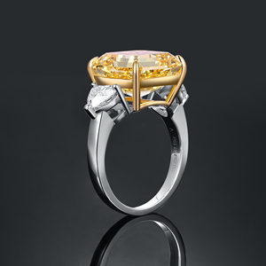 แหวนทองคำแท้ 18K สีเหลือง รุ่น AMBER JEWELS T-49 ทรง Asscher Cut ประดับด้วยพลอยธรรมชาติ ดีไซน์แบบ Eternity Band สำหรับผู้ชายและผู้หญิง ตัวเรือนแบบ Prong Setting ได้รับการรับรองจาก IGI - Product Image 2