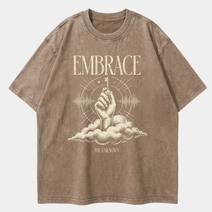 Camiseta Oversize de Algodón Embrace The Unknown para Hombre, Casual, Manga Corta, Estampado Gráfico, Cuello Redondo, Ajuste Jersey - Product Image 3
