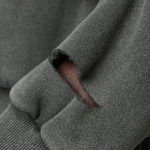 Sudadera con Capucha Gris para Hombre, Estilo Desgastado, con Bolsillo Frontal, Cordón Ajustable, Estilo Casual Urbano, Personalizable - Product Image 6
