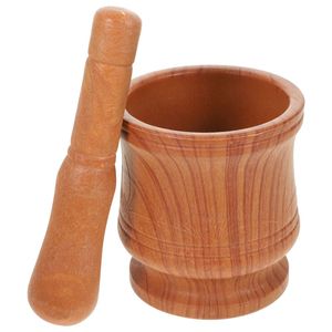 Ensemble mortier et pilon en bois multifonctionnel pour la cuisine, adapté pour moudre les épices, l'ail, le gingembre et les herbes médicinales - Product Image 1
