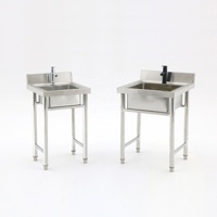 Évier commercial autoportant en acier inoxydable, double bac de lavage avec planche, SUS 304/201, pour restaurants, cuisines industrielles, hôtels
