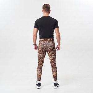 Men's Leopard Print Compression <b>Leggings</b> With Drawstring Shorts Spandex Polyester Men Yoga Fitness 2 in 1 <b>Leggings</b> - Product Image 5