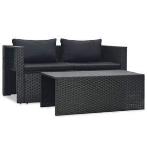 Conjunto de Muebles de Jardín Grandes de Ratán Sintético Negro (Polietileno) con Estructura de Acero con Recubrimiento en Polvo - Product Image 3
