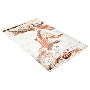 Tapis en laine fait main 9x12, design artistique moderne motif poisson, décoration de luxe pour salon - Product Image 5