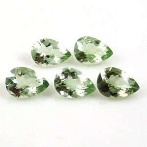 Pierre précieuse en améthyste verte naturelle de 4 mm 6 mm, taille poire facettée, vente en gros, pierre en vrac faite à la main pour la fabrication de bijoux, pierre en vrac de bonne qualité - Product Image 1