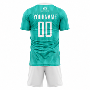 Ensemble de maillot et short de football personnalisé en sublimation, grande taille, avec nom d'équipe et numéro de joueur, respirant et à séchage rapide - Product Image 2