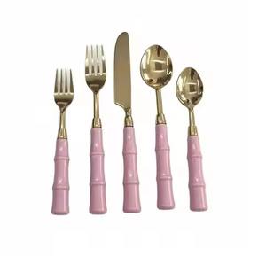 Ensemble de couverts modernes en acier inoxydable pour restaurant, manche rose, anti-rouille, cuillère, fourchette, couteau, argenterie - Product Image 1