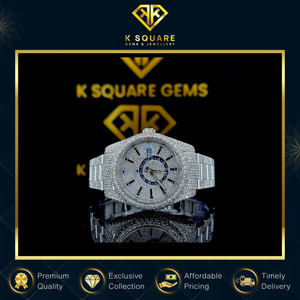 Montre de luxe VVS de qualité supérieure, largement utilisée, à quartz automatique analogique, boîtier en acier inoxydable, résistante à l'eau, avec diamants Moissanite - Product Image 3