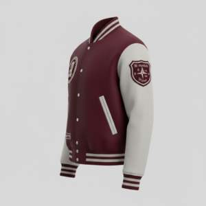 Chaqueta Universitaria Deportiva Tipo Letterman, Cuerpo de Lana, Mangas de Cuero, Parche con Logotipo Personalizado, Fabricante OEM, Venta al Por Mayor - Product Image 3