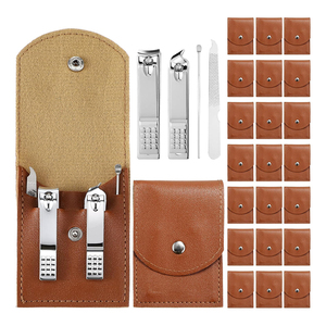 Premium Japanese Stainless Steel Nail Clippers Leather Travel Case Nail File Ear Pick Compact Manicure Kits - Product Image 1