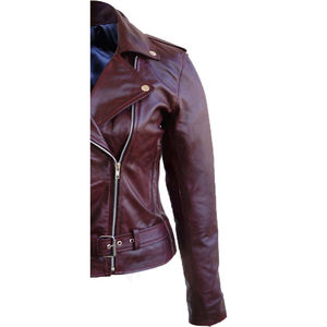 Chaqueta de Motocicleta de Invierno Hecha a Mano con Cuero Vacuno 100% Genuino de Primera Calidad para Mujer, Chaqueta Elegante a Prueba de Viento - Product Image 5