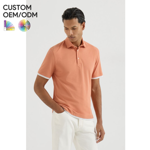 Mens 100% Cotton Solid Casual Short Sleeve OEM ODM Support Front Logo Breathable Knitted for <b>Shirt</b> Customized Color & Design - Product Image 4