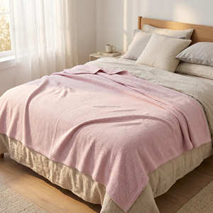 Cotton Waffle Knit Bed <b>Blanket</b> Solid Red Rectangular Minimalist Style All Season Use Washable Eco Friendly Cotton <b>Blanket</b> - Product Image 4