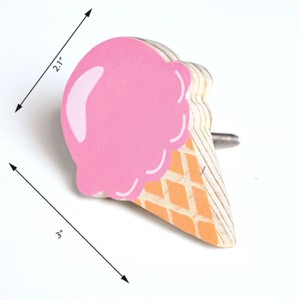 Boutons de tiroir contemporains en bois de pin durable pour enfants, poignées de commode rose en forme de crème glacée pour armoire, vente en gros - Product Image 2
