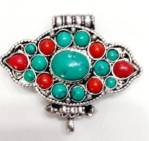 Colgantes de Aleación con Forma Ovalada y Cuadrada, con Temática Budista Tibetana Religiosa, Hechos a Mano en Nepal, Unisex - Product Image 1