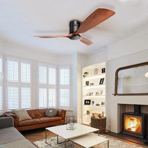 Ventilatore da soffitto da 52 pollici in legno intagliato con 3 motori DC reversibili, telecomando, prestazioni silenziose, design a basso profilo, senza luce - Product Image 5