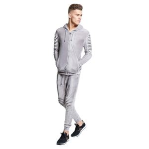 Conjuntos Deportivos de Terciopelo para Hombre, con Cierre, Corte Ajustado, Diseño Personalizado con Logotipo, Sudaderas con Capucha y Pantalones Deportivos, Fabricante de Ropa - Product Image 1