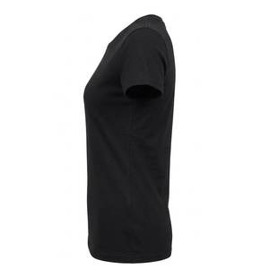 Camisetas de algodón y poliéster negras para mujer, al por mayor, con logotipo personalizado, de alta calidad, para verano, estilo urbano, modernas y transpirables, para chicas. - Product Image 4