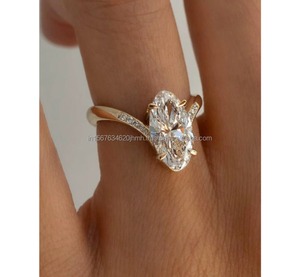 Anillo de compromiso/boda de diamante cultivado en laboratorio de corte ovalado para mujer, diamante amarillo dorado de 14 quilates, estilo Vintage, certificado IGI para - Product Image 4