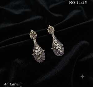 Boucles d'oreilles pendantes style indien en pierre AD, bijoux de luxe en forme de goutte d'eau à motif floral, vente en gros, boucles d'oreilles pendantes en diamant américain pour femmes - Product Image 3