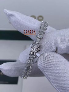 สร้อยข้อมือเพชรทรงมาร์คีส์สุดหรูสำหรับผู้หญิง เพชรเพาะเลี้ยงในห้องปฏิบัติการ ได้รับการรับรองว่าได้มาตรฐาน สร้อยข้อมือเพชรเคลือบทองคำขาว - Product Image 5
