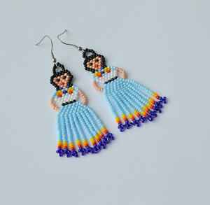 Boucles d'oreilles créoles bohèmes ethniques colorées faites à la main perlées longues avec frange gland goutte pour les anniversaires des femmes - Product Image 2