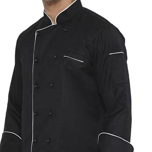 Uniforme de Camarero para Hombre, Camisa Negra con Botones, Logotipo Personalizado, Ropa de Trabajo Profesional, Proveedor Mayorista de Chaquetas de Sarga - Product Image 6