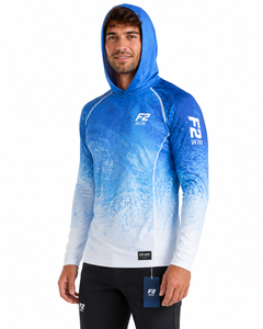 F2 Win Sweat à capuche unisexe à séchage rapide et respirant, avec imprimé animal numérique dégradé bleu, protection UPF 50, idéal pour la pêche - Meilleure vente - Product Image 3