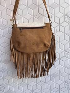 Nuevo Bolso de Mano de Cuero Vacuno Auténtico con Flecos, Bolso Bandolera Metálico con Peluche, Bolsos en Oferta, Bolso de Mano para Mujer para Fiestas - Product Image 4