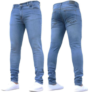 Wholesale Men's Casual Mid Waist Light Wash Breathable Woven Cotton Straight-leg <b>Denim</b> Jeans - Product Image 1