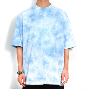 Unisex Tie Dye Cotton Tee Plus Size <b>Mock</b> <b>Neck</b> Shirt Oversized Custom Logo Tee Breathable Knitted Cotton <b>Top</b> Streetwear Tie Dye T - Product Image 6
