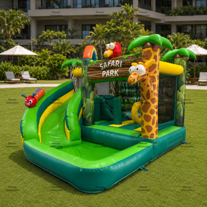 Castillo Inflable <span class=keywords><strong>con</strong></span> Tobogán y <span class=keywords><strong>Piscina</strong></span> <span class=keywords><strong>para</strong></span> Niños, Temática <span class=keywords><strong>de</strong></span> Selva Safari, <span class=keywords><strong>para</strong></span> Juegos al Aire Libre - Product Image 3