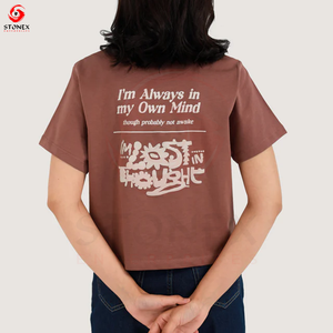Camiseta Holgada Estampada para Mujer, de Algodón Suave y Transpirable, Corte Relajado, Hombros Caídos, Estilo Casual, Prenda Esencial de Verano - Product Image 3