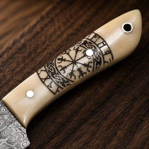 Handmade Damascus Steel Skinner <b>Knife</b> with <b>Bone</b> <b>Handle</b> & Handcrafted Leather Sheath Custom Fixed Blade Outdoor Camping <b>Knife</b> - Product Image 3