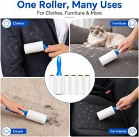 Rouleau anti-poils pour animaux de compagnie, 5 recharges, 300 feuilles collantes pour vêtements, meubles, tapis, rouleau collant pour enlever les poils d'animaux
